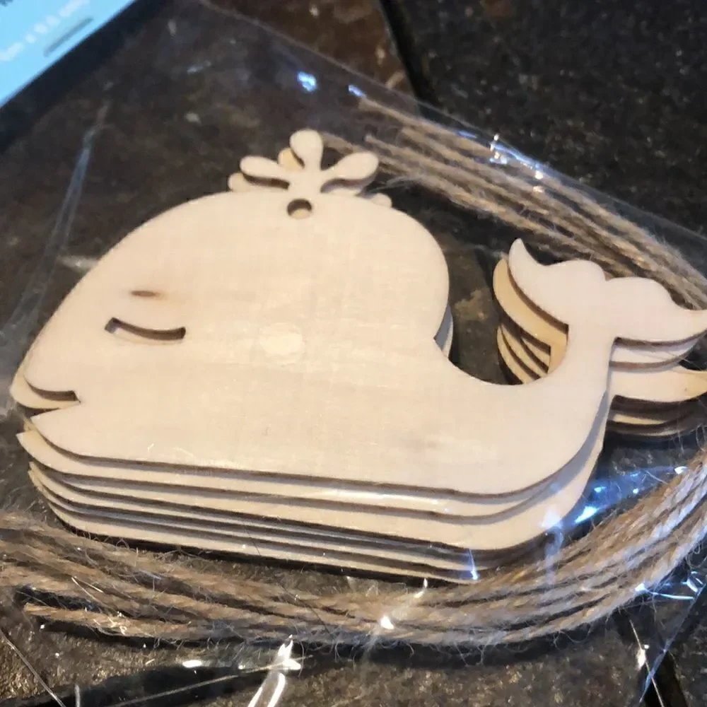 Shore Living wood cut out whale shape crafting icons pack of 6 pieces x 4 packs